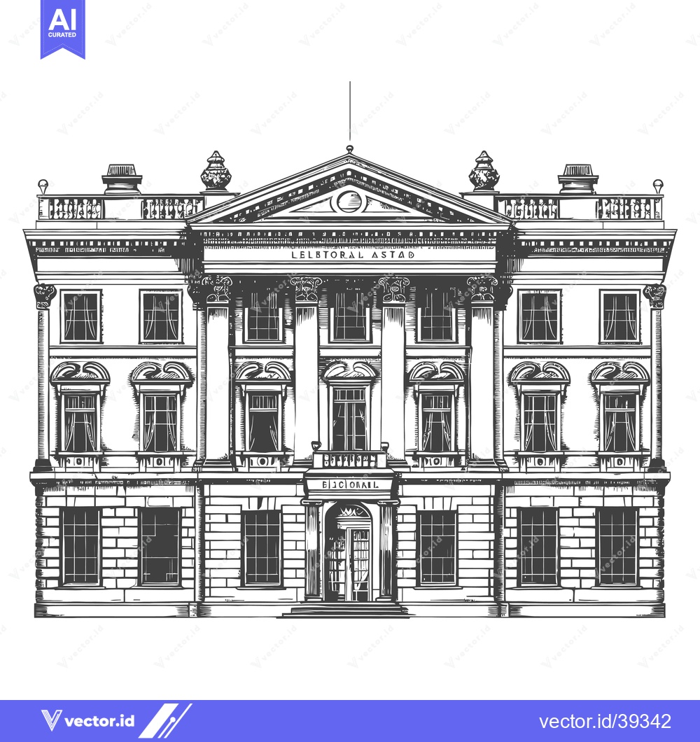 Premium Vector of Elegant Classical Building Architectural Drawing