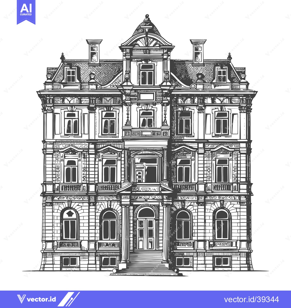 Premium Vector dari Elegant Architectural Drawing Of A Grand Mansion