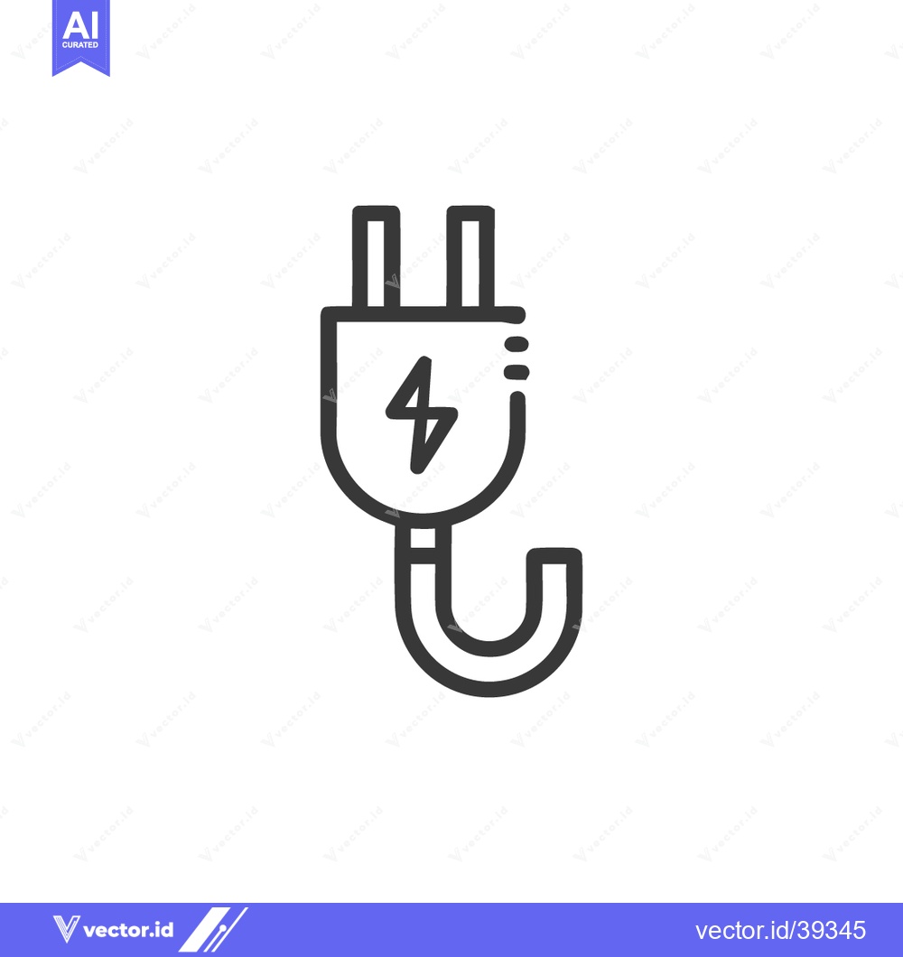 Premium Vector dari Minimalist Electric Plug Icon with Lightning Bolt and Hook Design