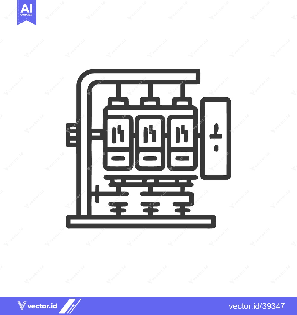 Premium Vector dari Minimalist Line Art: Industrial Machine with Three Cylinders and Contr