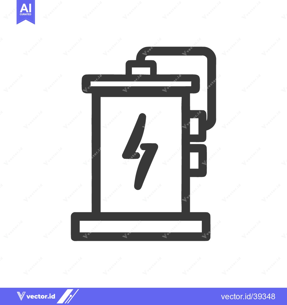 Premium Vector dari Bold Line Art: Electrical Transformer Icon with Lightning Bolt Symbol