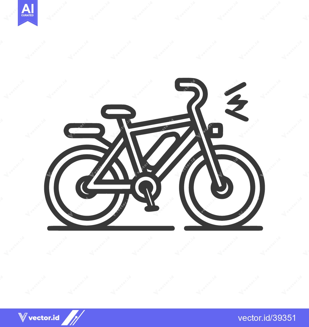 Premium Vector dari Minimalist Electric Bicycle Icon with Headlight and Battery Pack