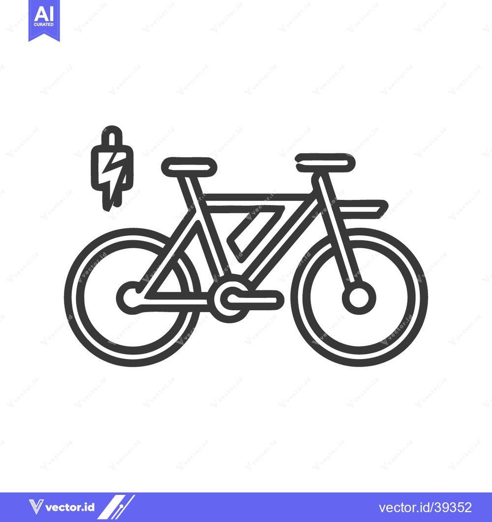 Premium Vector of Electric Bicycle Icon: Minimalist Line Art for Sustainable Transportat