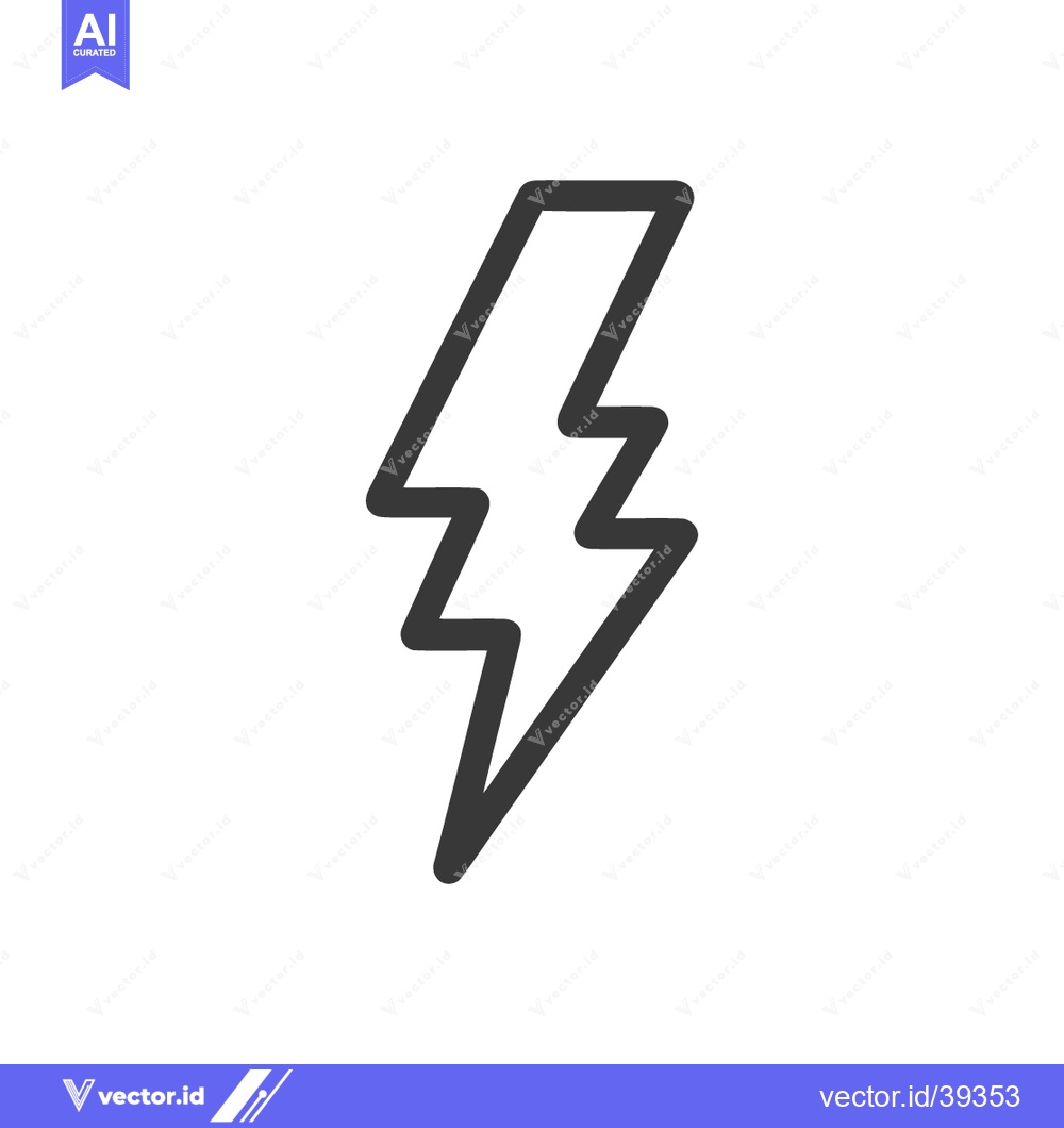 Premium Vector of Minimalist Lightning Bolt Icon: Bold Outline on White Background