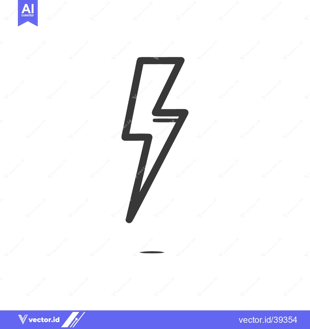 Premium Vector of Minimalist Lightning Bolt Icon: Bold Outline on White Background, Mode