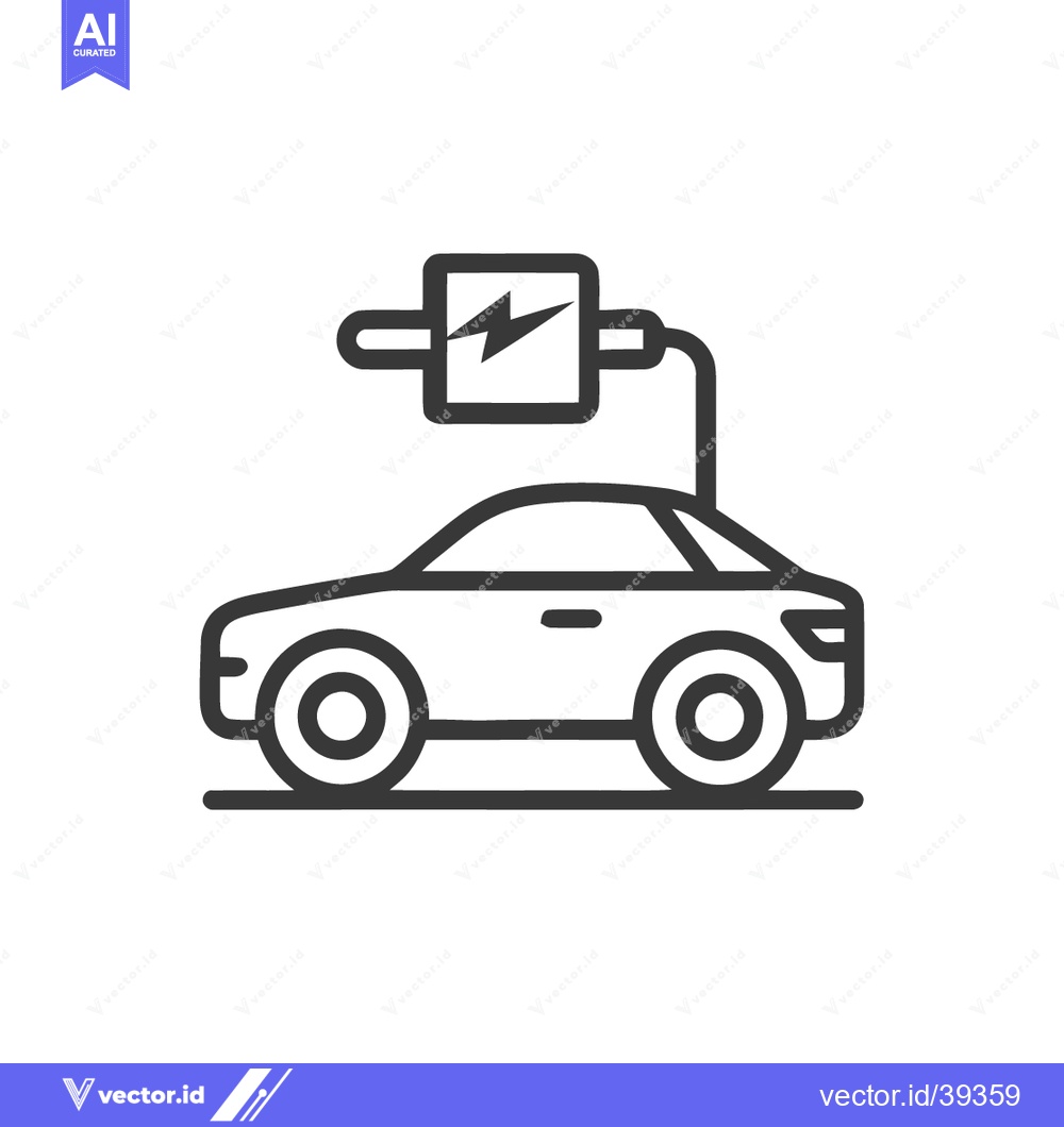 Premium Vector dari Electric Car Charging: Minimalist Line Art Icon for Sustainable Transp