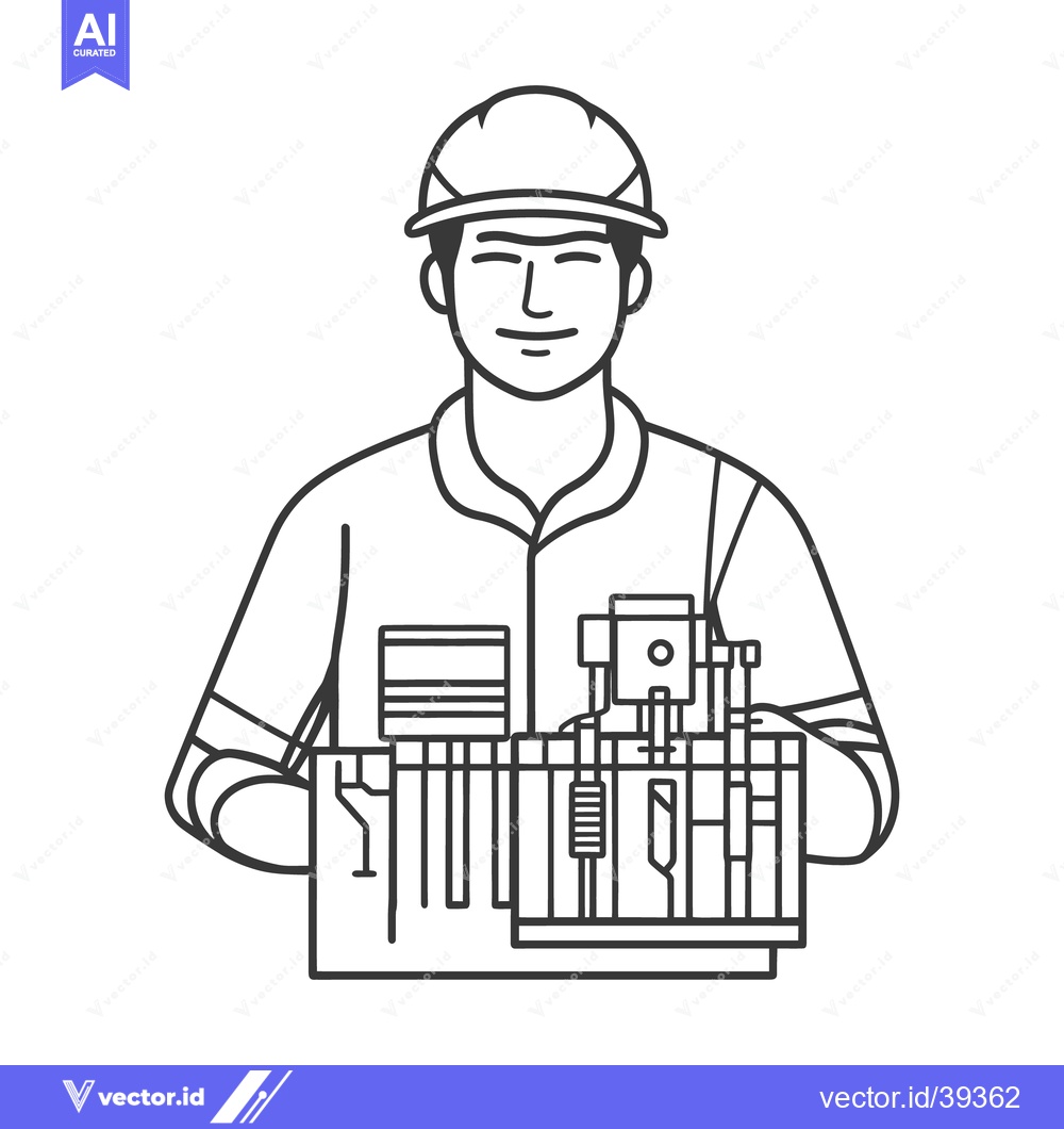 Premium Vector dari An engineer holding a detailed schematic of a mechanical system