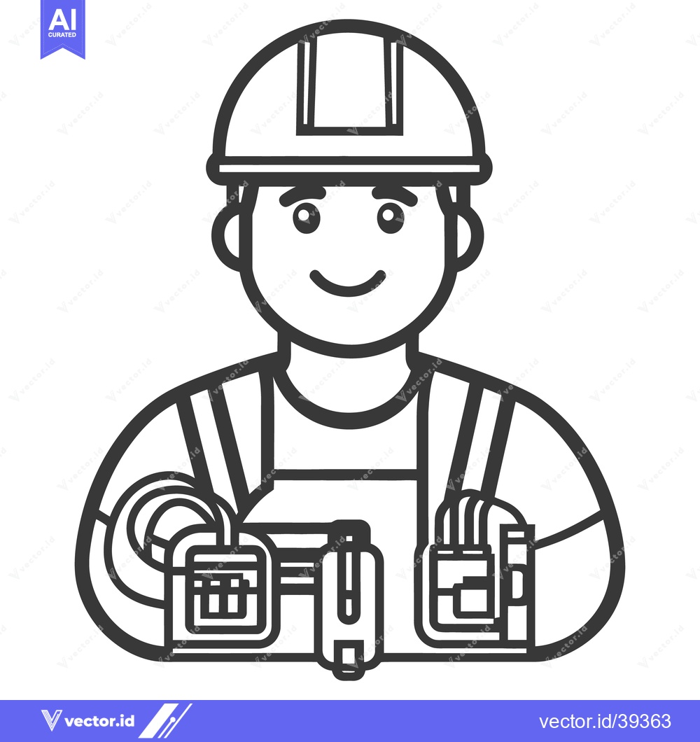 Premium Vector of An illustrated person wearing a safety helmet and work attire