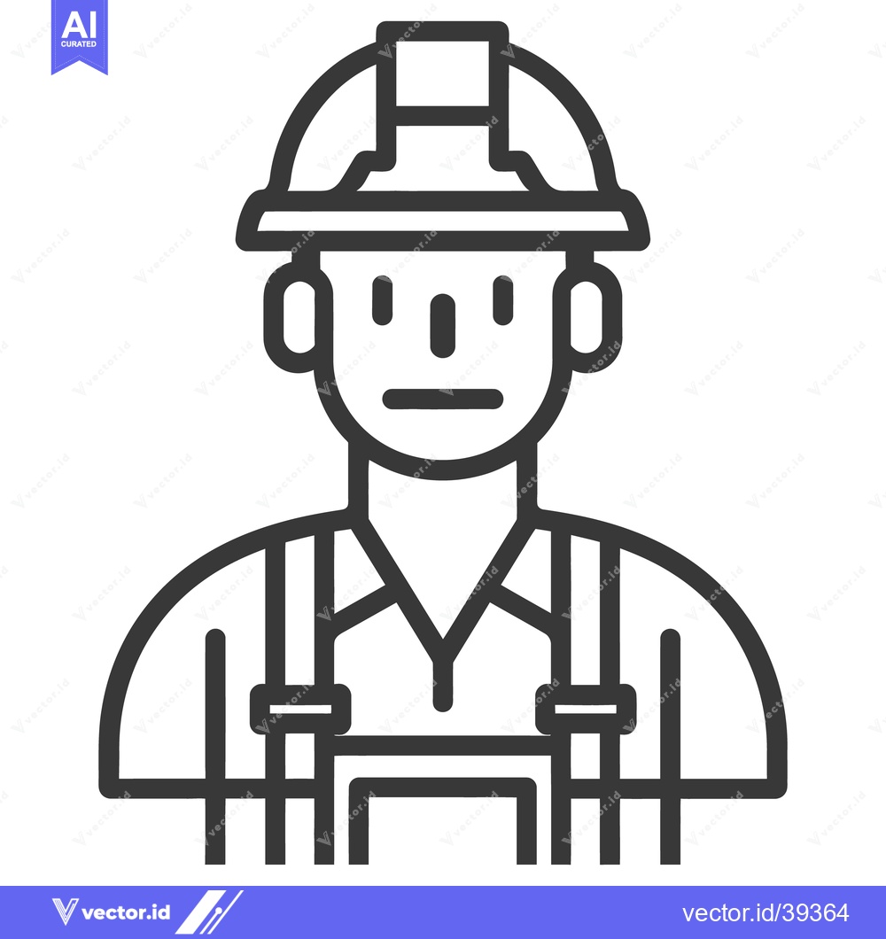 Premium Vector dari A black and white icon depicting a worker wearing a helmet