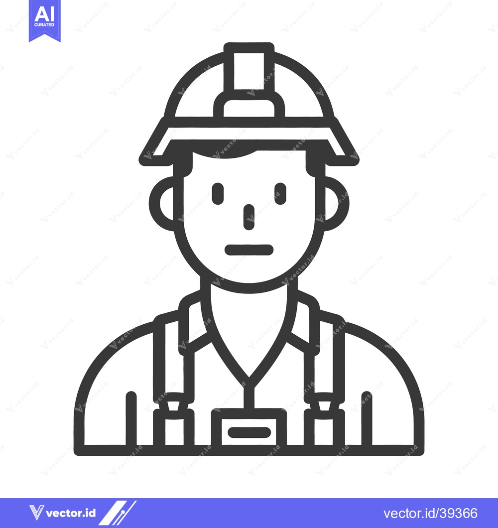 Premium Vector dari A vector graphic depicts a construction worker wearing a helmet