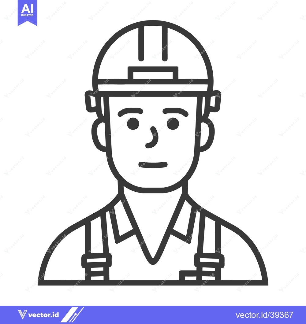 Premium Vector dari A graphic line drawing of a construction worker person
