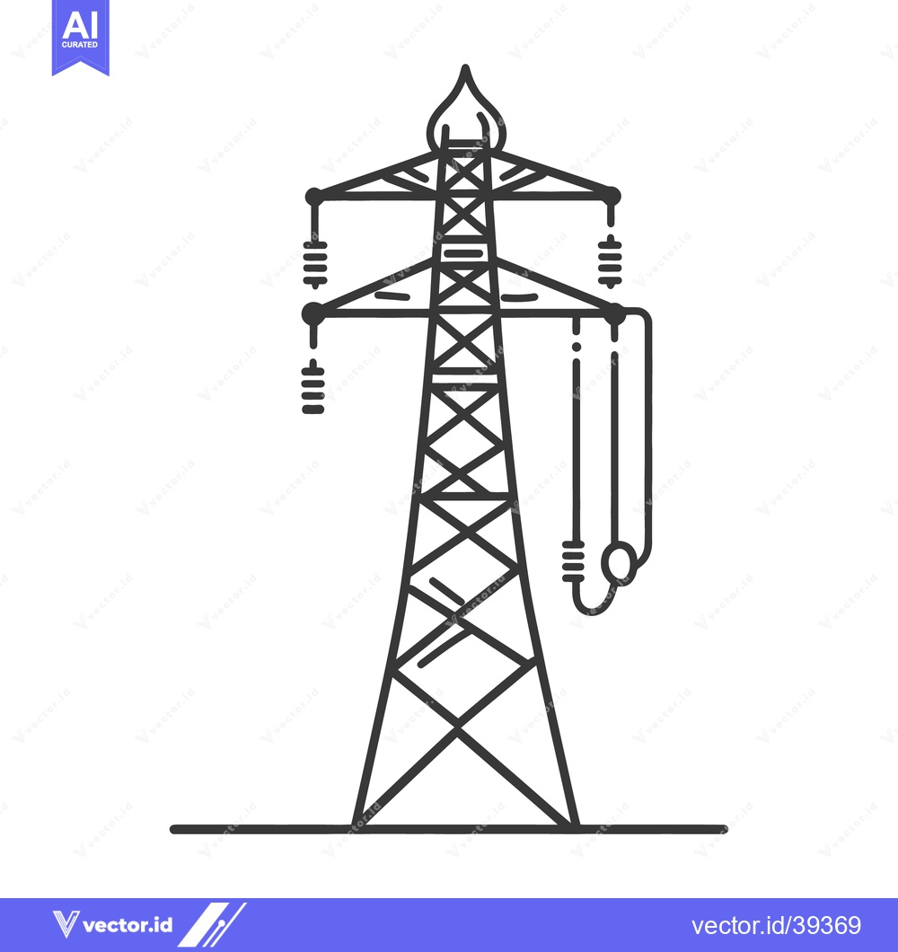 Premium Vector of A simple line drawing of an electricity transmission tower