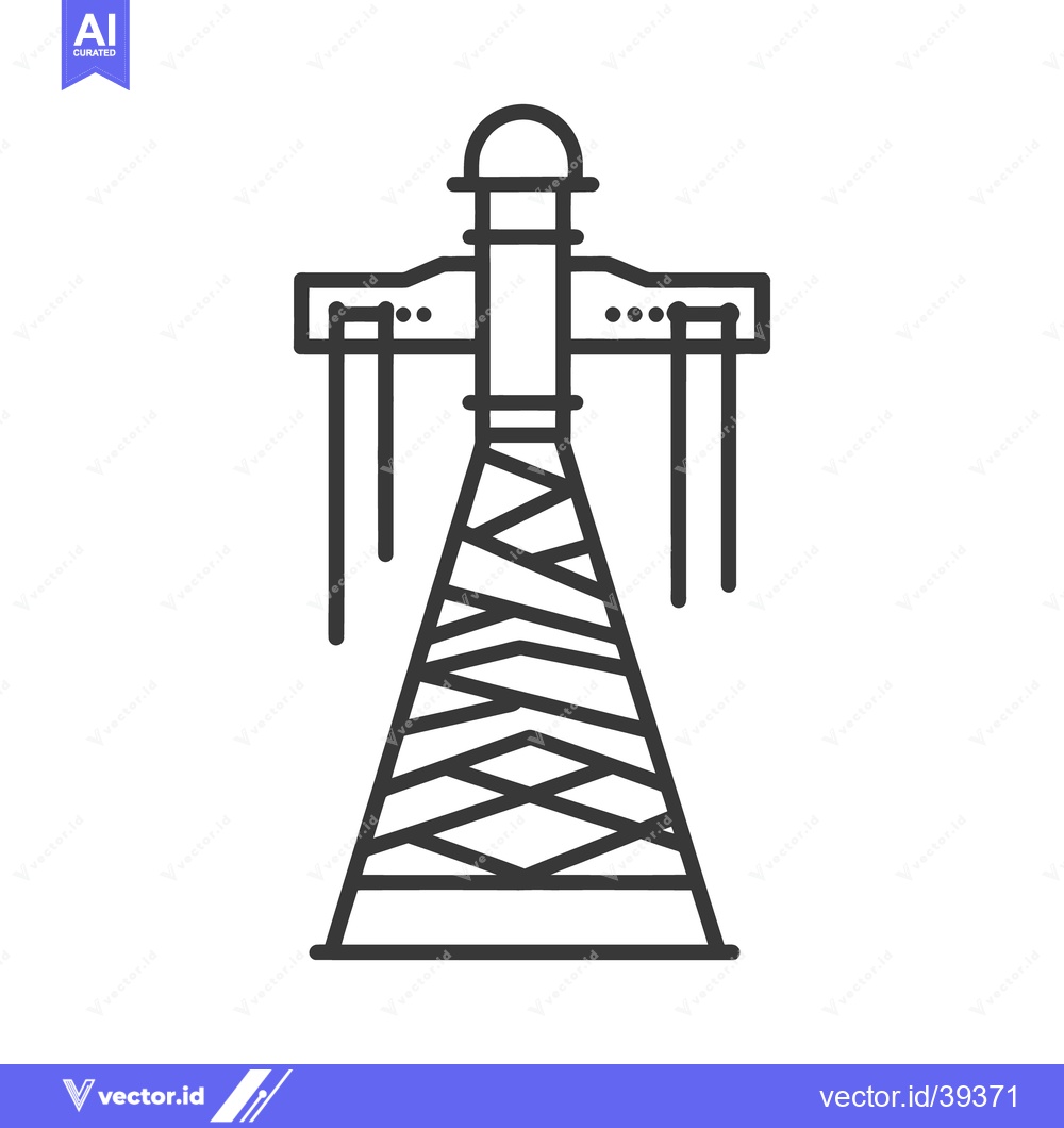Premium Vector dari An illustrated monochrome image of an electricity transmission tower