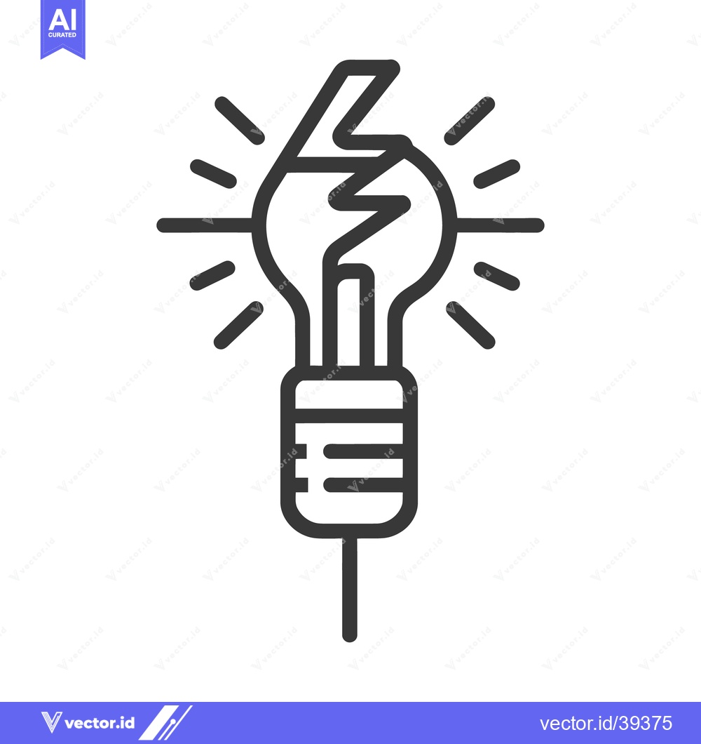Premium Vector dari Graphic depiction of a fractured glowing electric light bulb