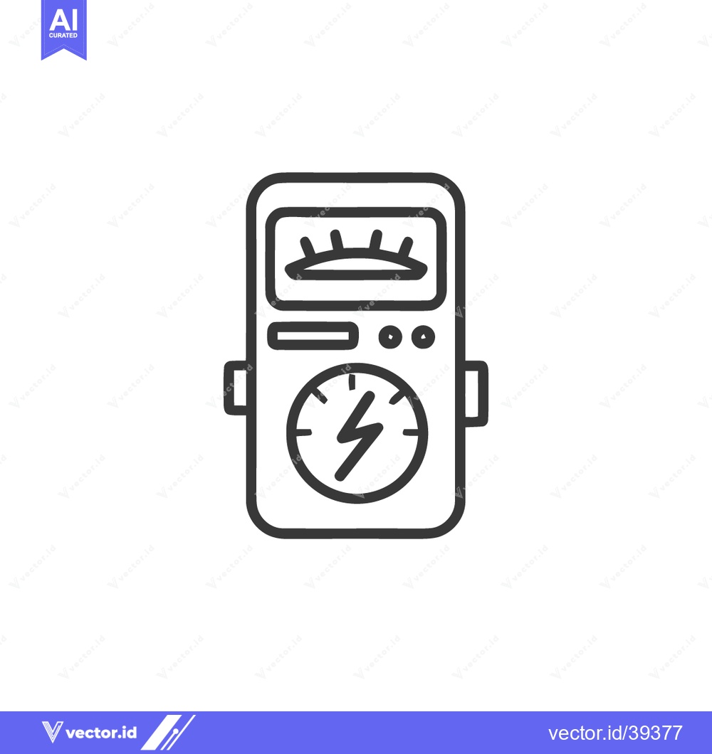 Premium Vector dari Isolated Line Art: Electrical Multimeter with Lightning Bolt Symbol