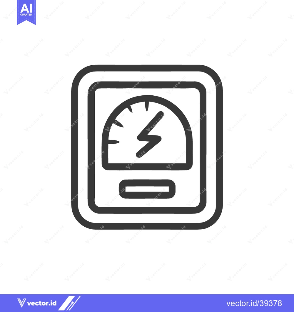 Premium Vector of Hand-Drawn Style Electric Meter Icon with Lightning Bolt Symbol