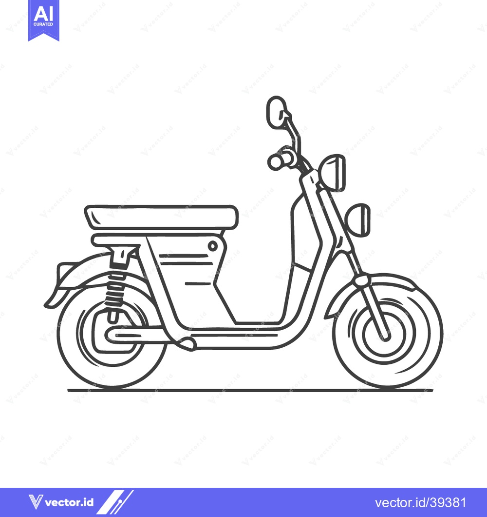Premium Vector dari Minimalist Line Art: Electric Scooter Illustration on White Background