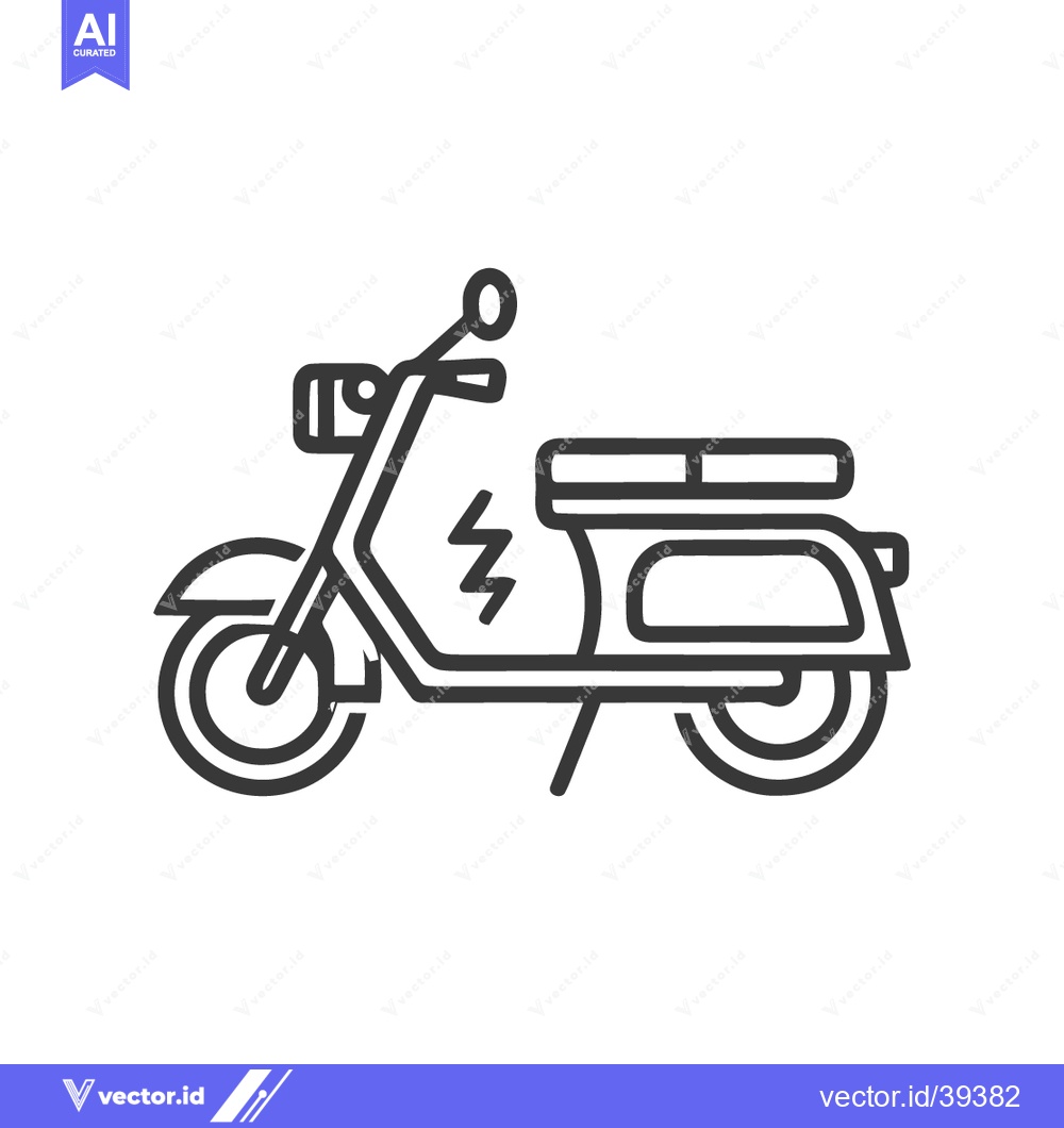 Premium Vector dari Electric Scooter Icon: Minimalist Line Art Design with Lightning Bolt