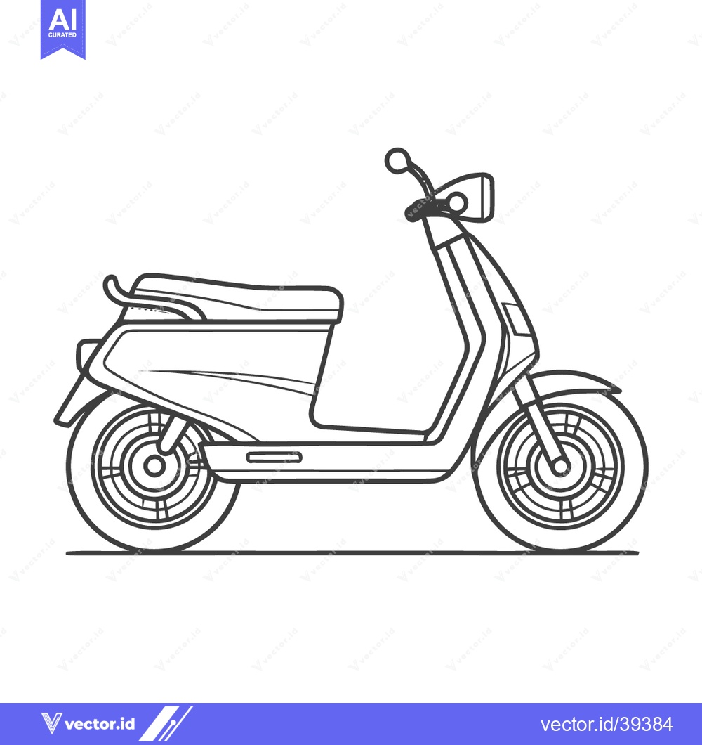 Premium Vector of Minimalist Line Art: Sleek Modern Scooter Design on White Background