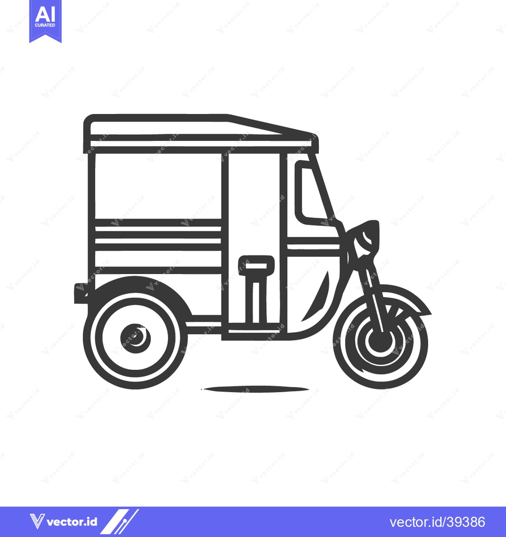 Premium Vector of Minimalist Tuk-Tuk Illustration: Iconic Asian Transportation in Bold O