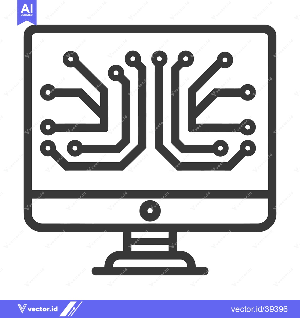 Premium Vector dari A computer monitor displaying an intricate electronic circuit pattern