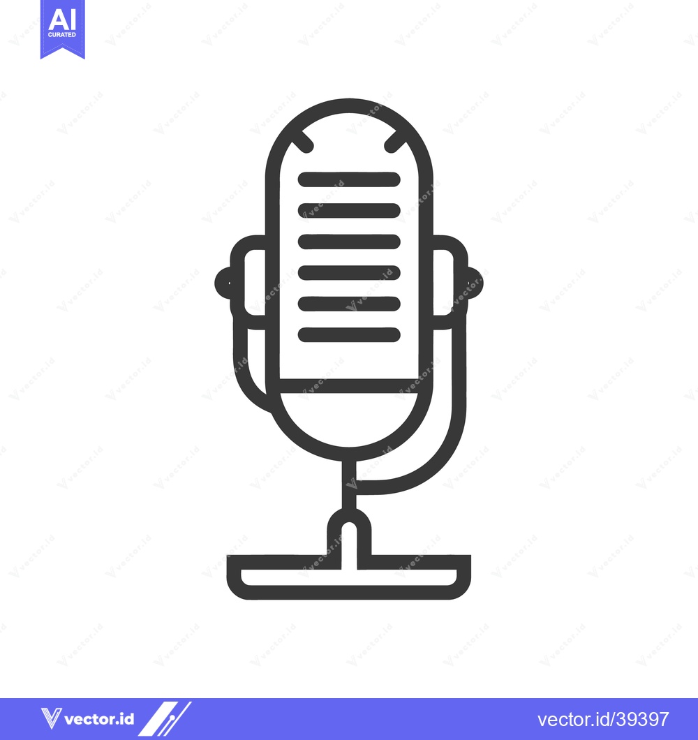 Premium Vector of A simple black line illustration of a vintage microphone