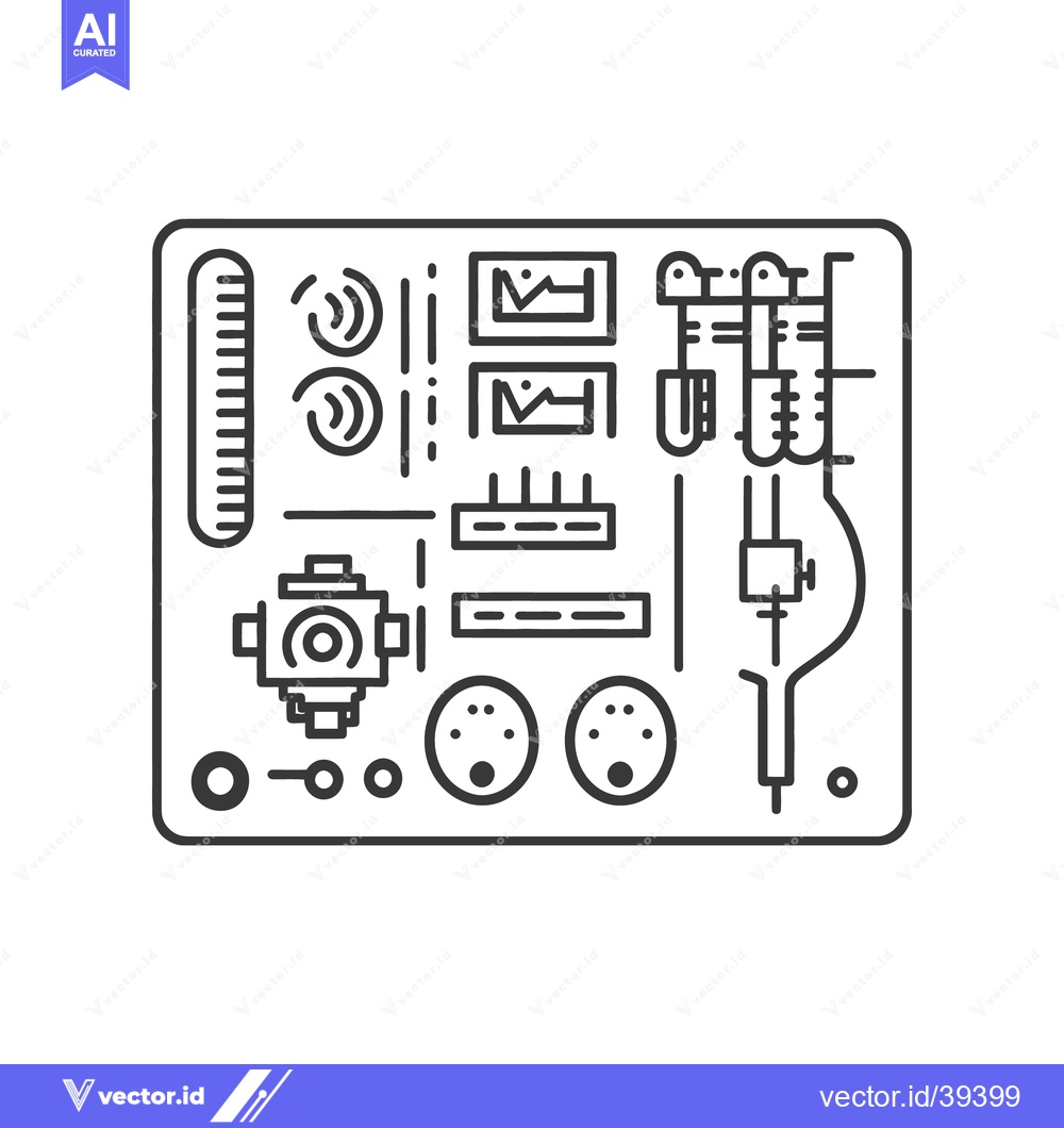 Premium Vector dari An illustration depicting various components on a rectangular board