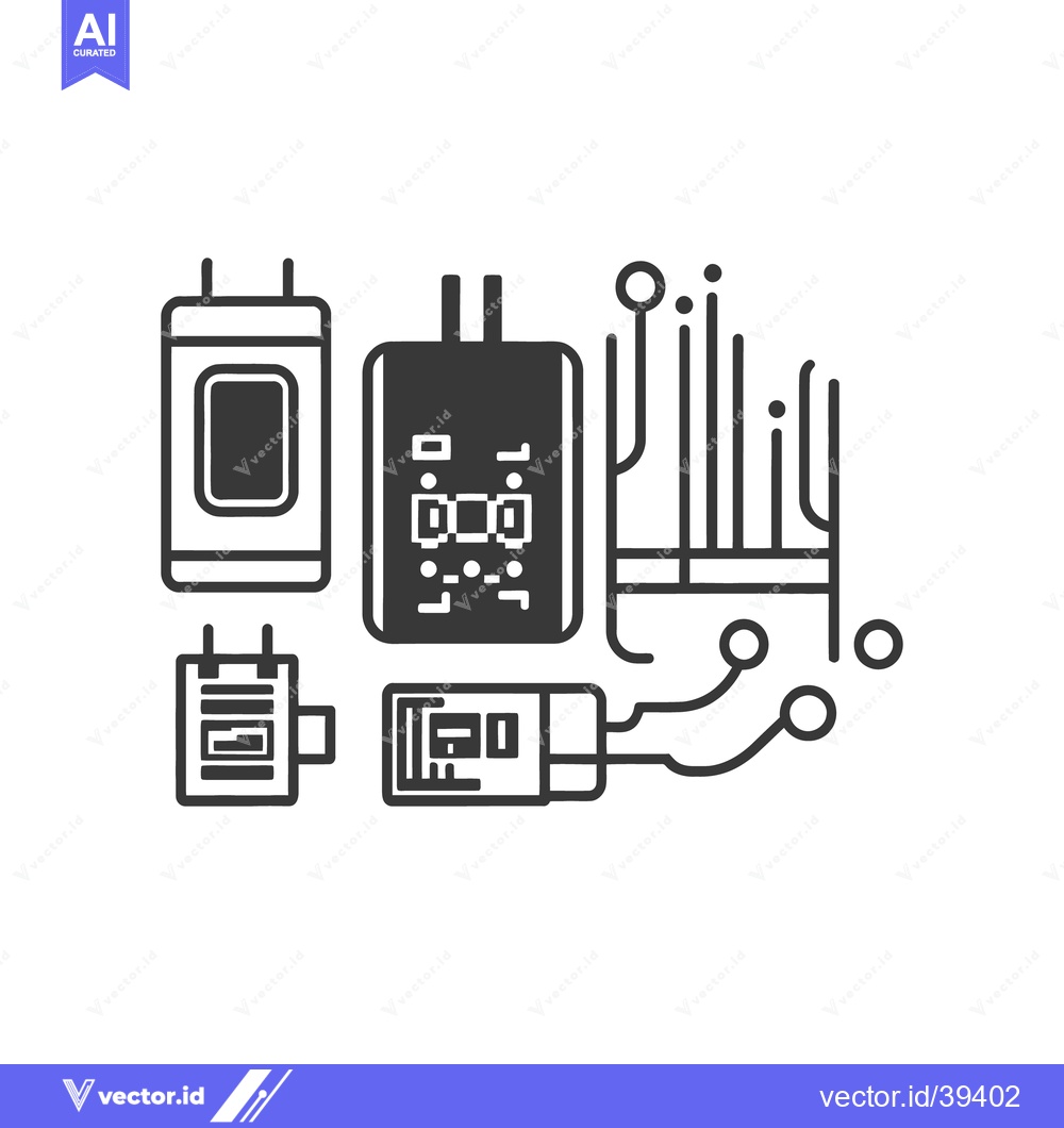 Premium Vector dari Electronic circuit components displayed together in a technical illust