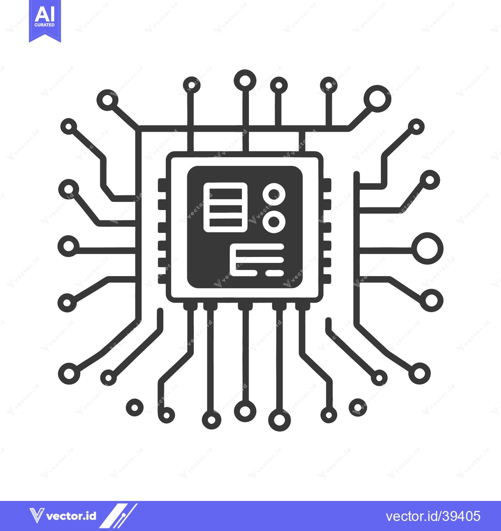 Premium Vector dari A graphic illustration displaying a central processing unit and circui