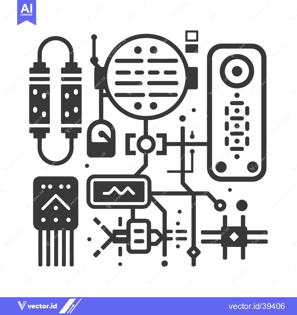 Premium Vector dari An intricate graphical representation of electronic equipment and comp