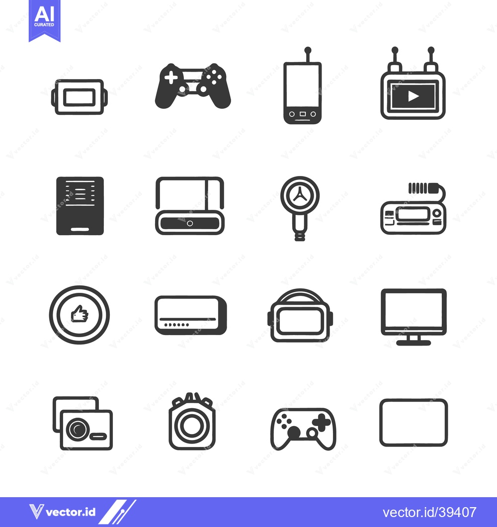 Premium Vector dari Simple outlined illustrations representing electronic devices and gadg