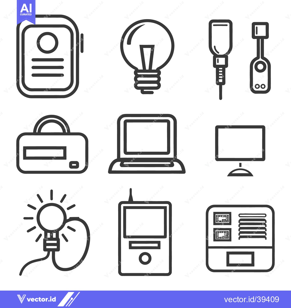 Premium Vector dari A grid featuring various technological and medical related icons