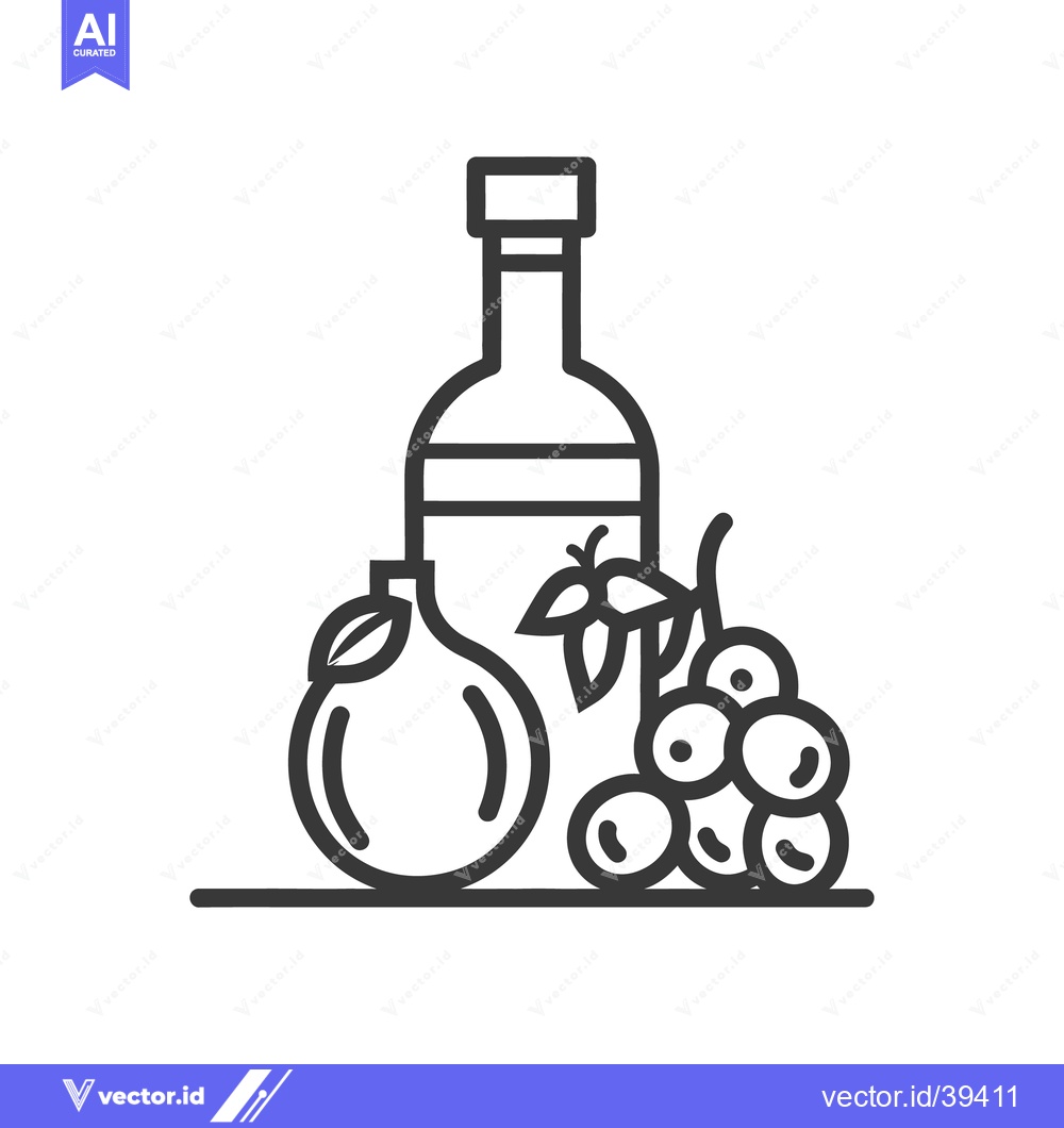 Premium Vector of A minimalistic illustration of fruit and a bottle