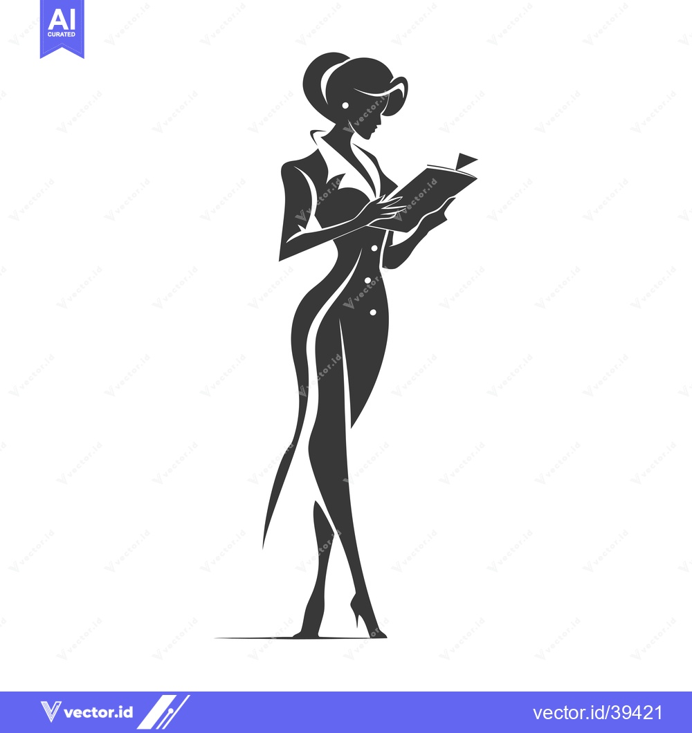 Premium Vector of Elegant Woman in a Dress Holding a Clipboard