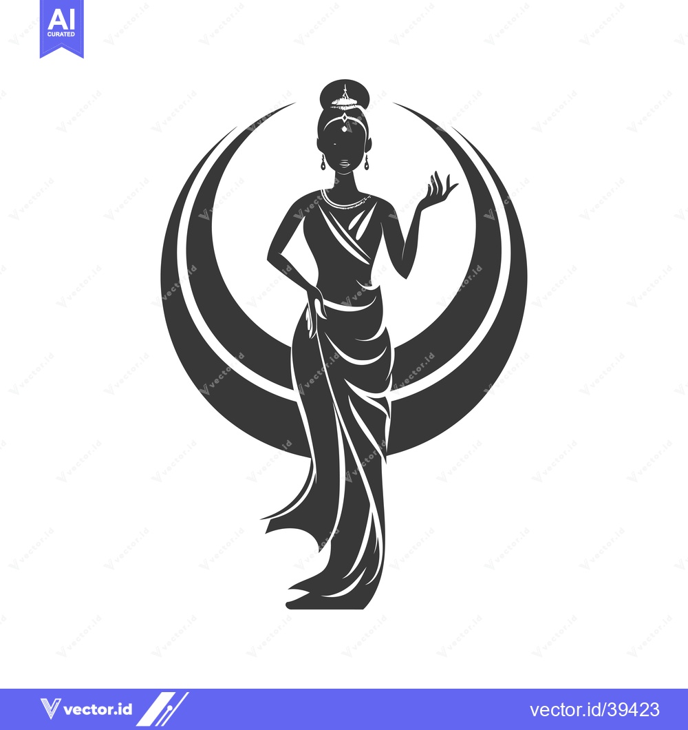 Premium Vector of Elegant Woman in a Dress with a Crown and Jewelry