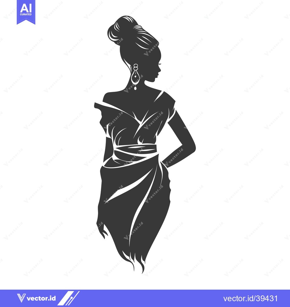 Premium Vector of Elegant Woman in Dress with Hair Up and Jewelry