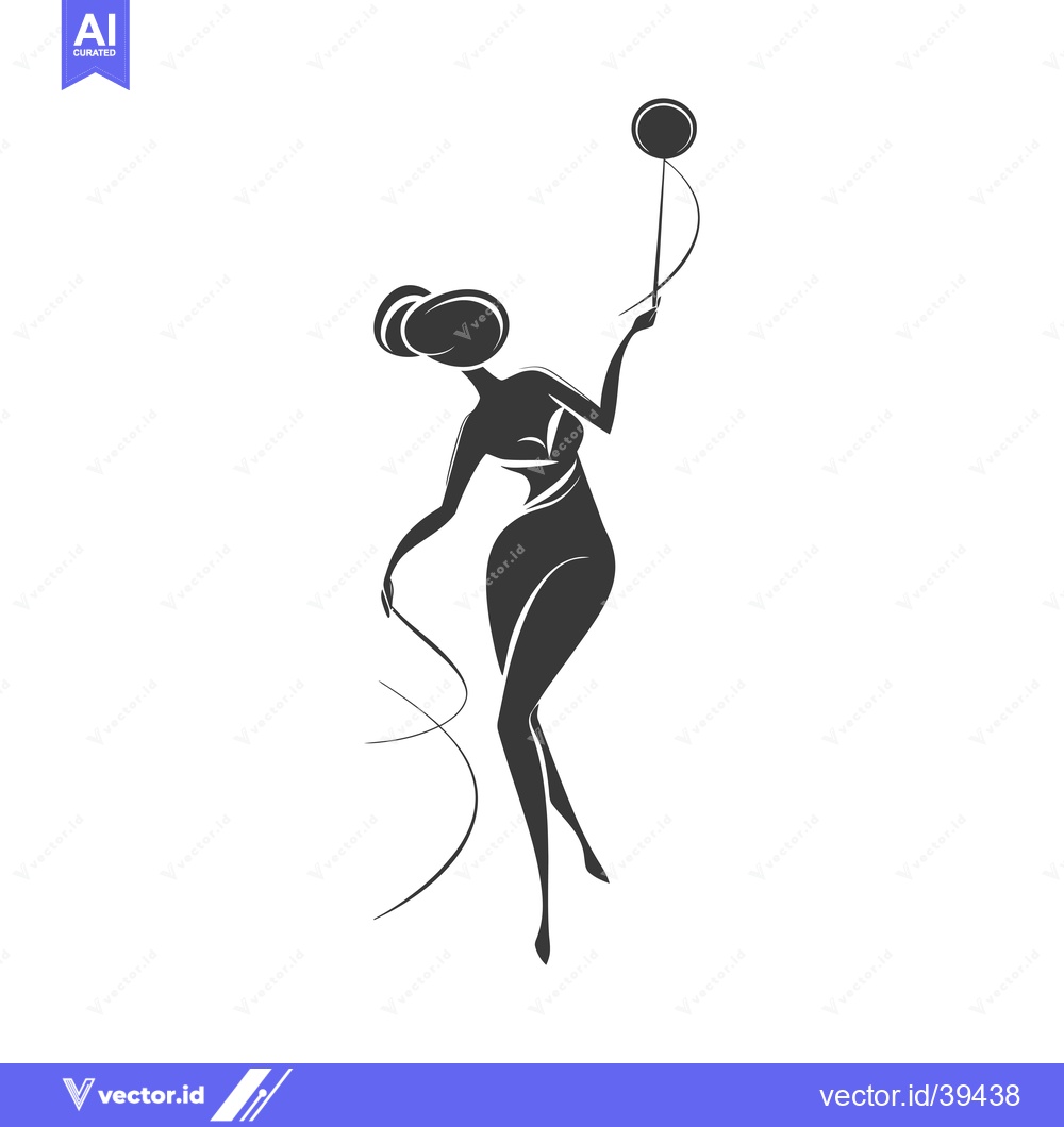 Premium Vector of Elegant Woman Silhouette Holding a Ribbon Wand