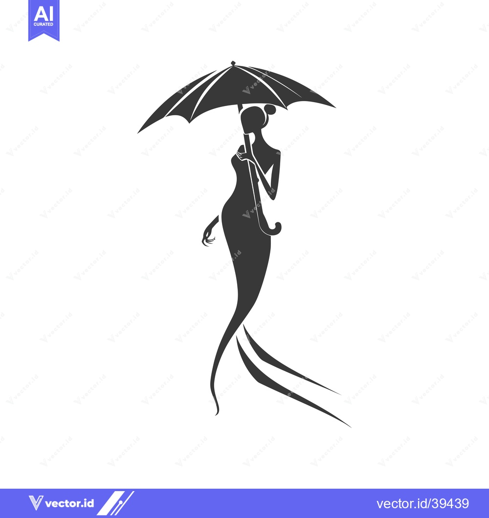 Premium Vector dari Elegant Woman Silhouette Holding Umbrella