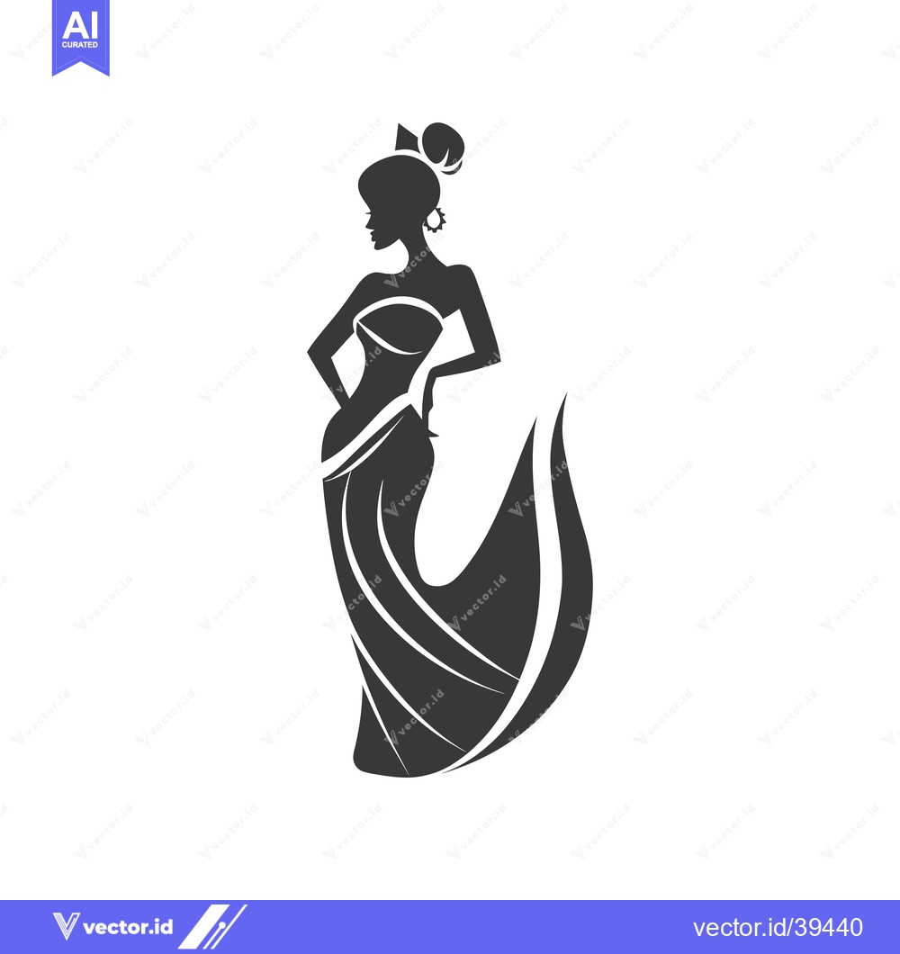 Premium Vector dari Elegant Woman Silhouette in Flowing Gown