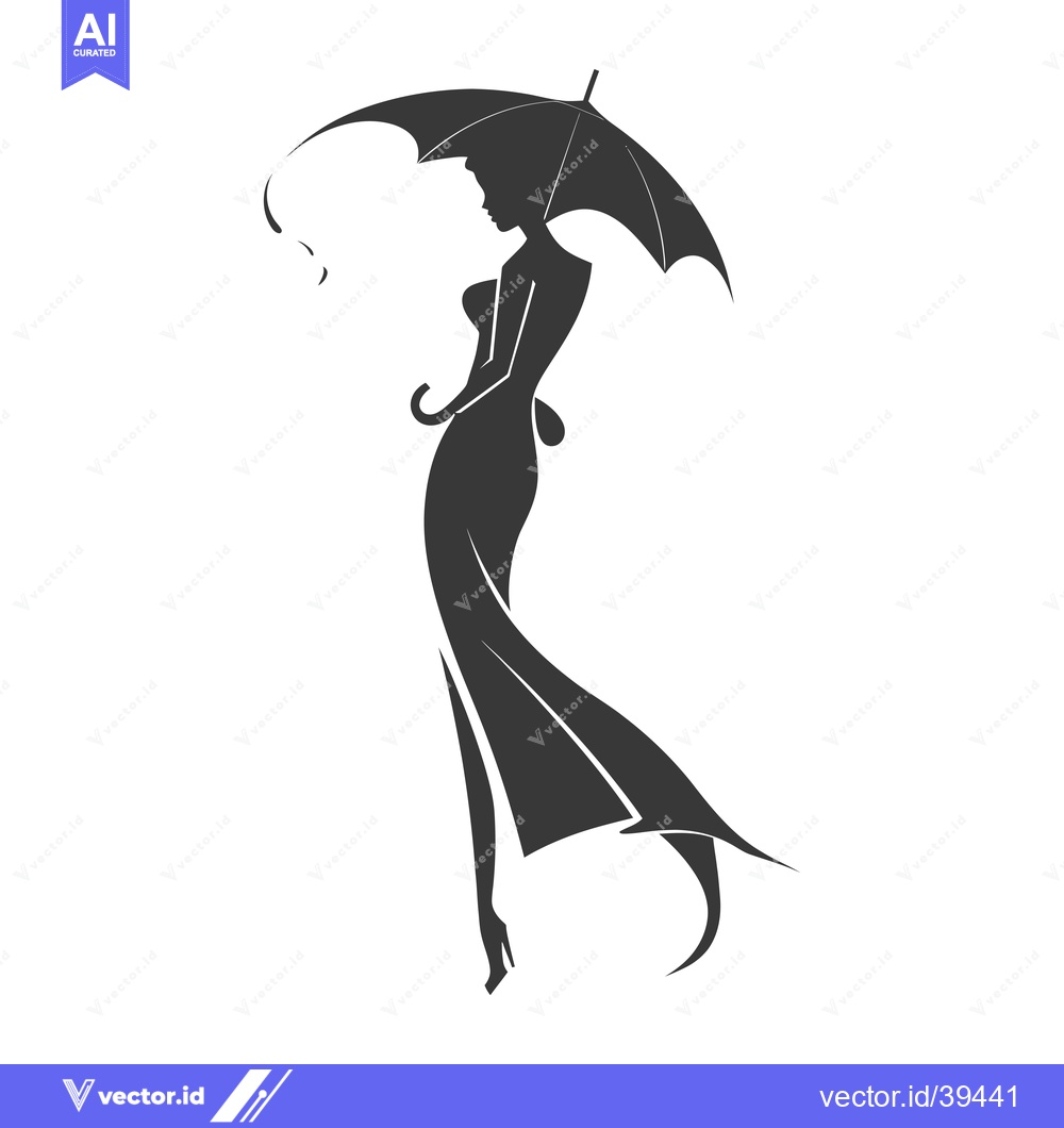 Premium Vector dari Elegant Woman Silhouette with Umbrella