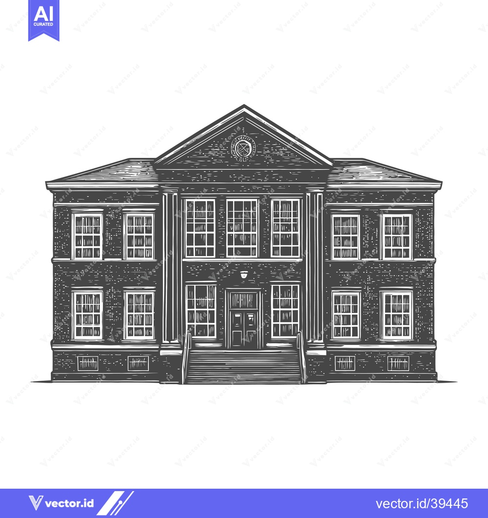 Premium Vector of Classic Brick Building Architectural Design Illustration