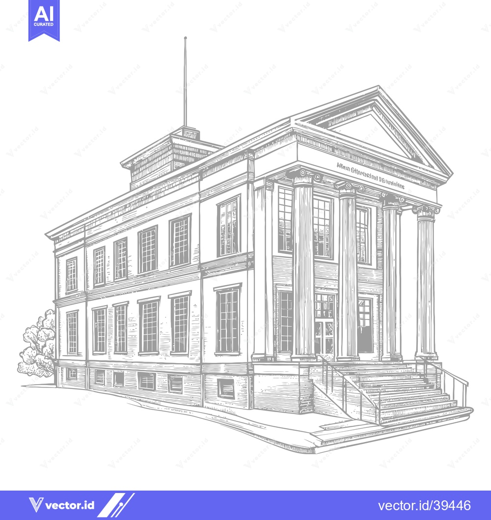 Premium Vector dari Elegant Classical Building Architectural Drawing Illustration