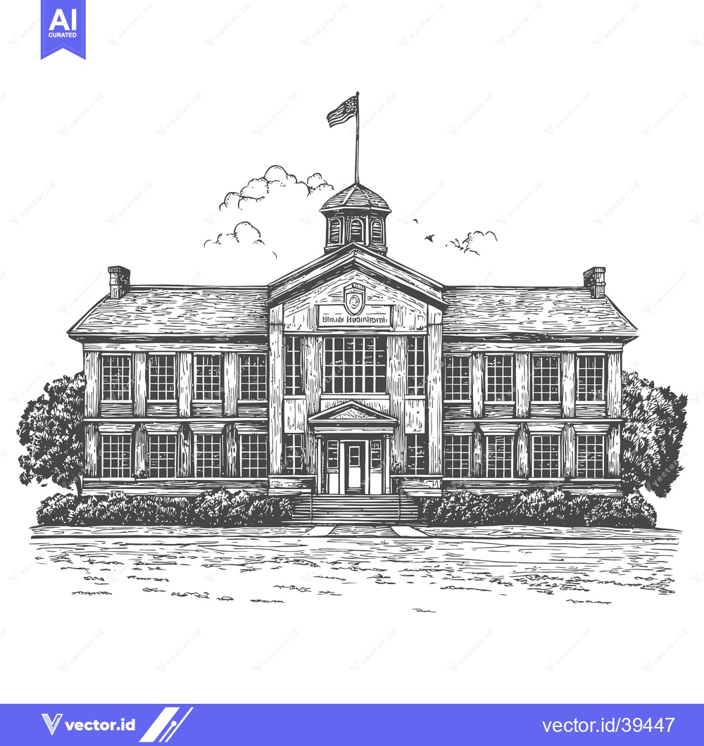 Premium Vector of Classic Academic Building Architectural Illustration