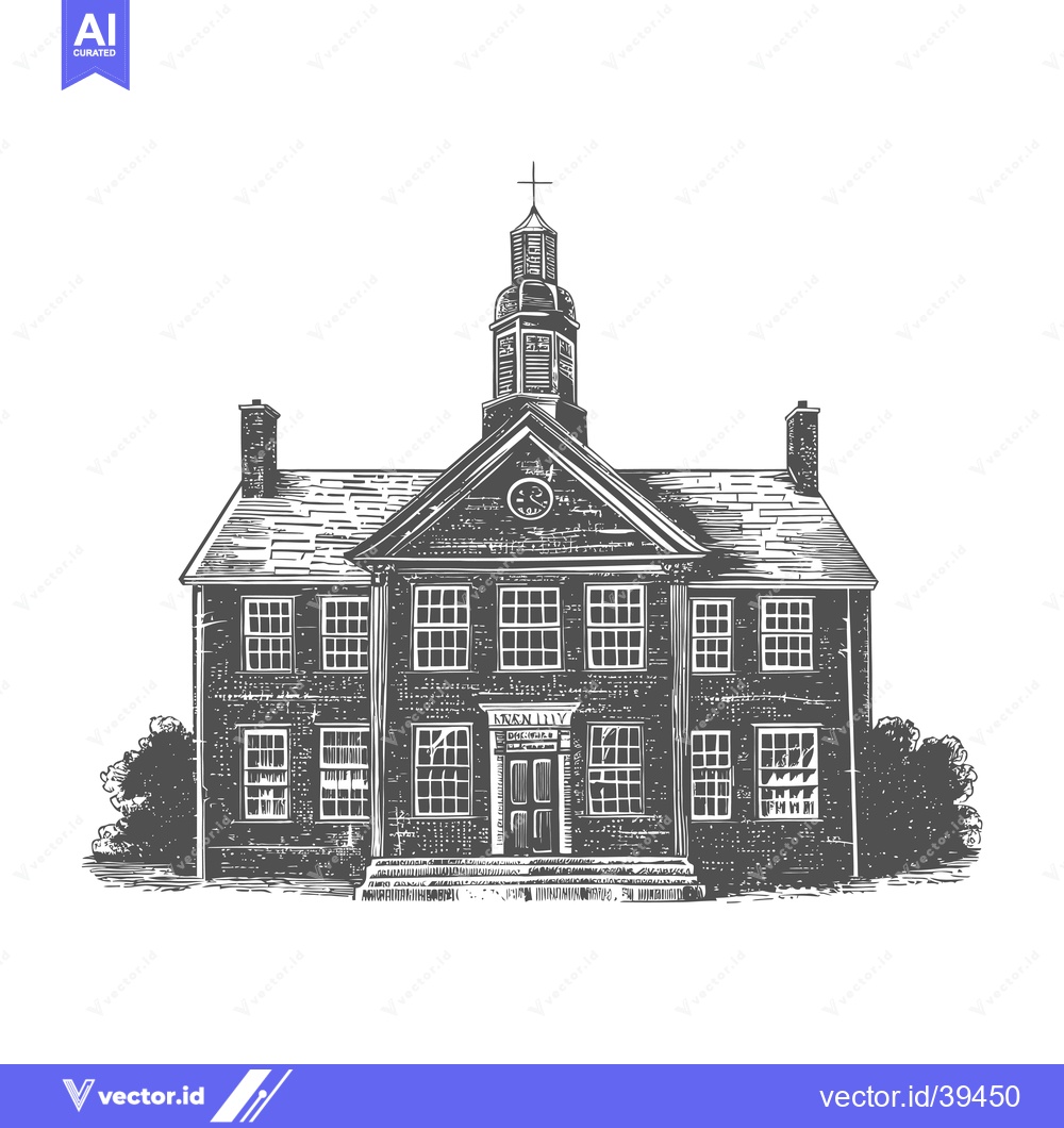 Premium Vector dari A Classic Brick Building With A Tall Central Tower