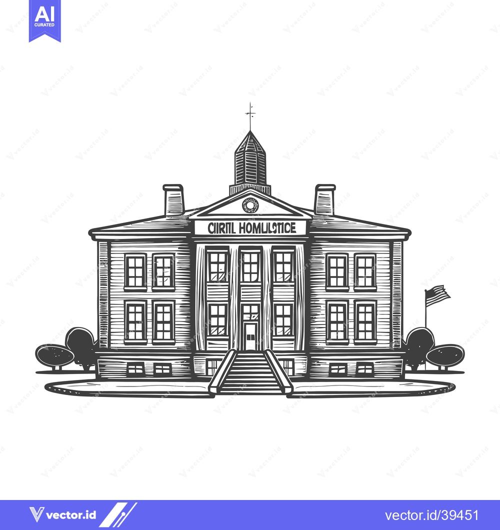 Premium Vector of A Classic Courthouse Building Design Illustration