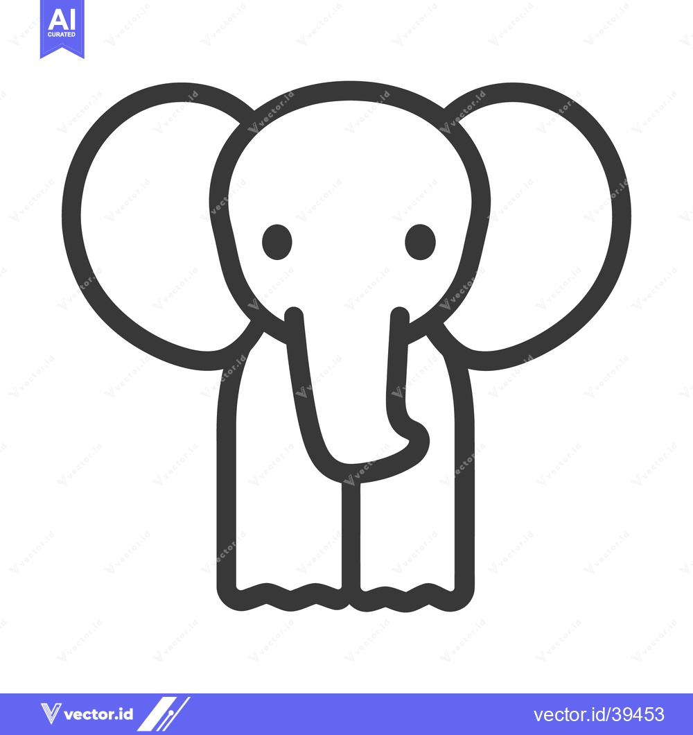 Premium Vector of A simple black and white line drawing of an elephant