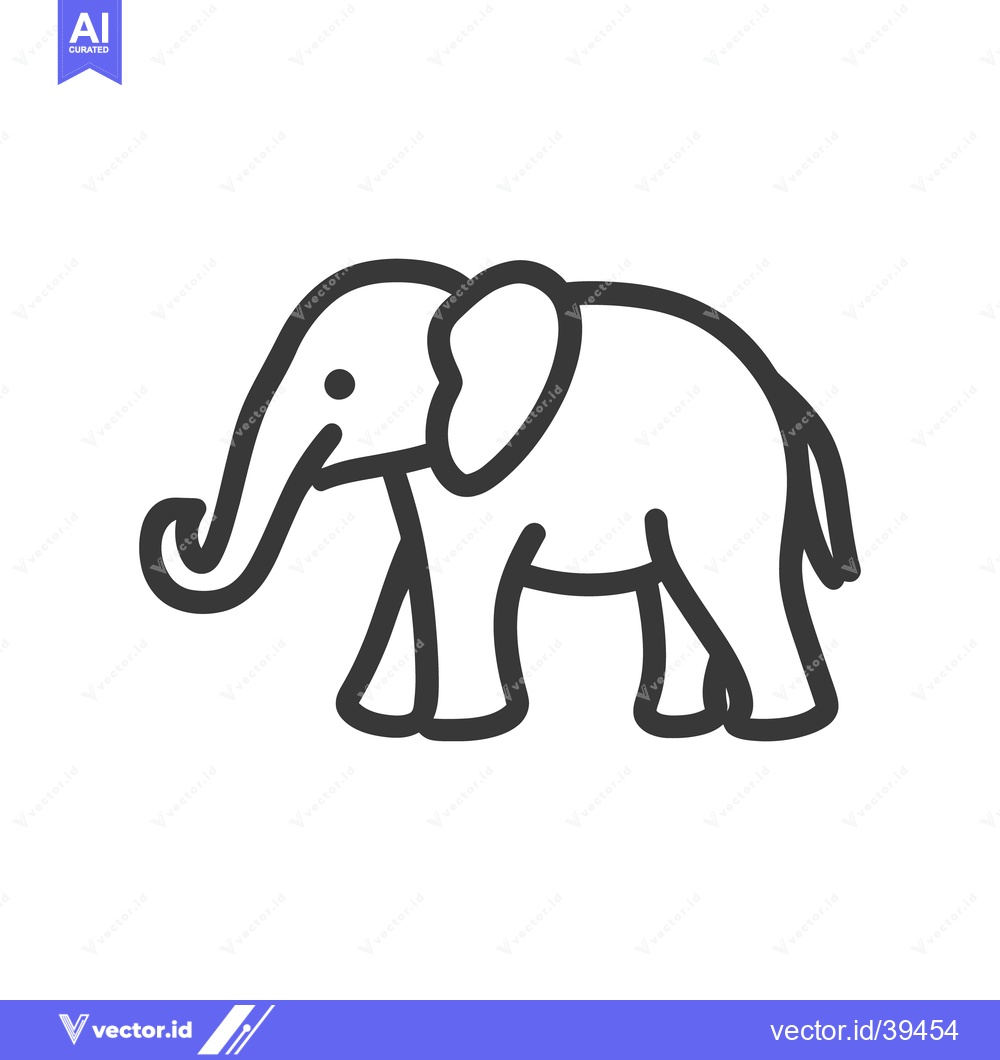 Premium Vector dari Simple line drawing depicting a walking animal with long trunk