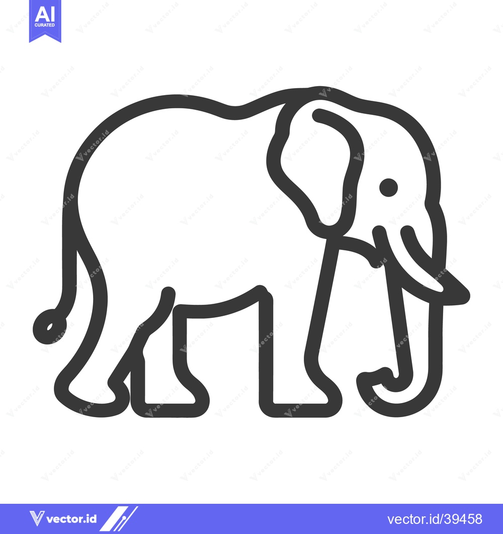 Premium Vector of A minimalist line drawing depicts an elephant in profile view