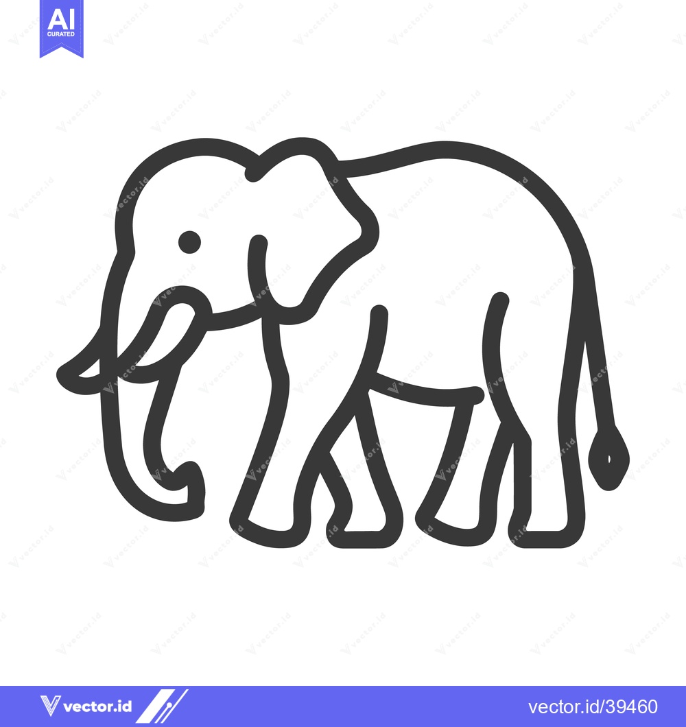 Premium Vector of An outlined drawing depicts a large walking pachyderm animal