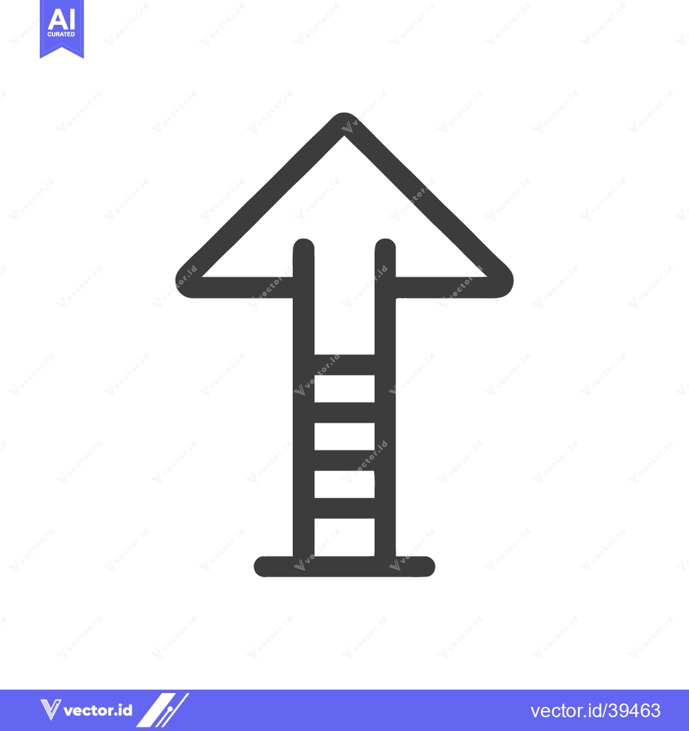 Premium Vector dari Minimalist Arrow Icon with Ladder Steps, Upward Direction, Isolated on